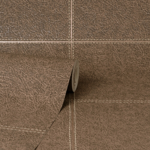 Fine Decor Fine Decor Camden Stitch Mocha Wallpaper FD42992 1