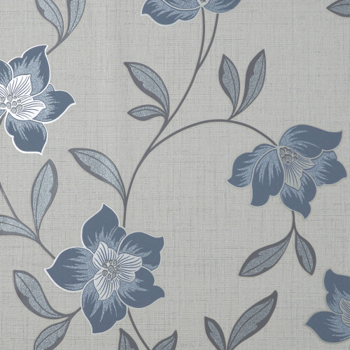 Fine Decor Fine Decor Larson Floral Navy Silver Wallpaper FD43067
