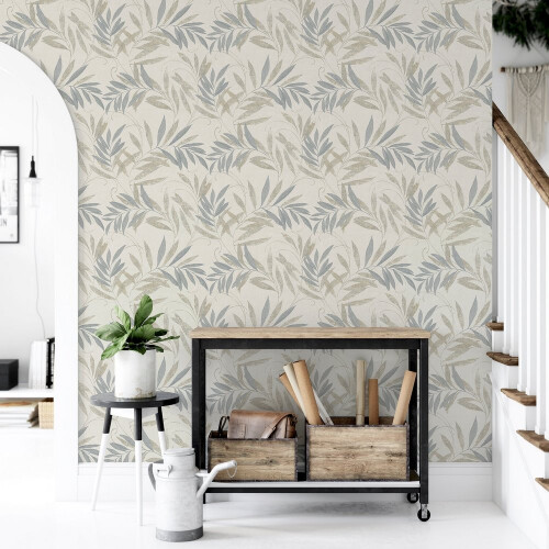 Arthouse Arthouse Luxury Leaf Natural Grey Wallpaper 299300 2