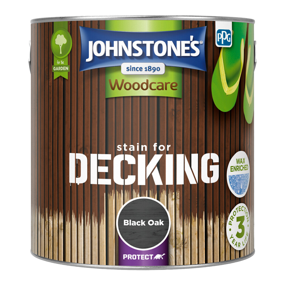 Johnstone's Woodcare Stain For Decking 2.5L Oak Black