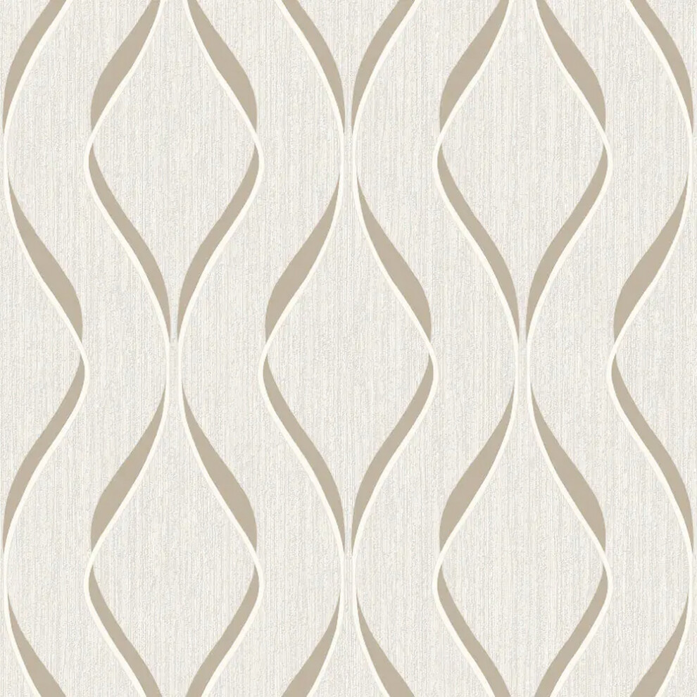 Muriva Indra Wave Cream Silver Wallpaper 335155