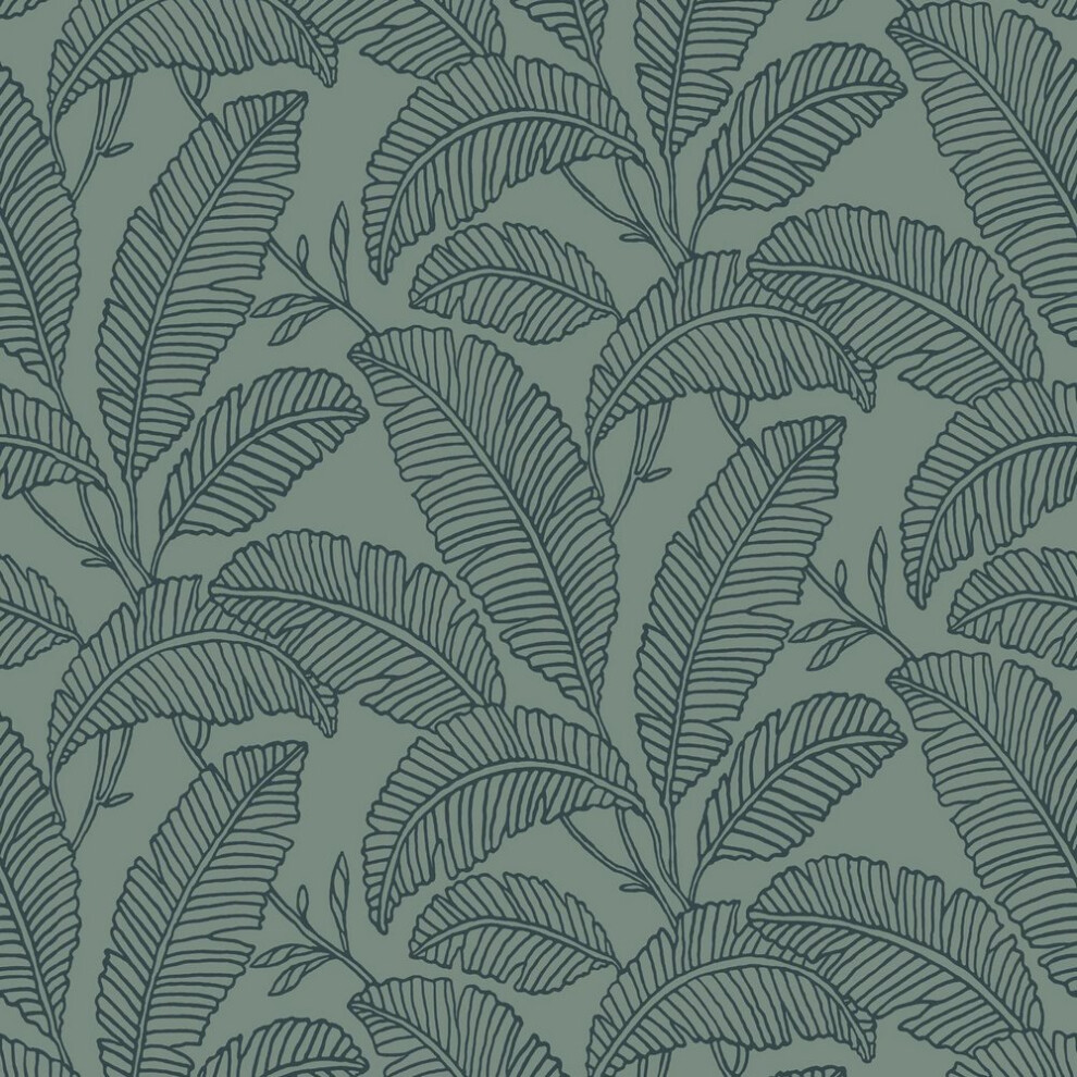 Grandeco Vertical Art Attitude Palm Leaves Green Wallpaper A66401