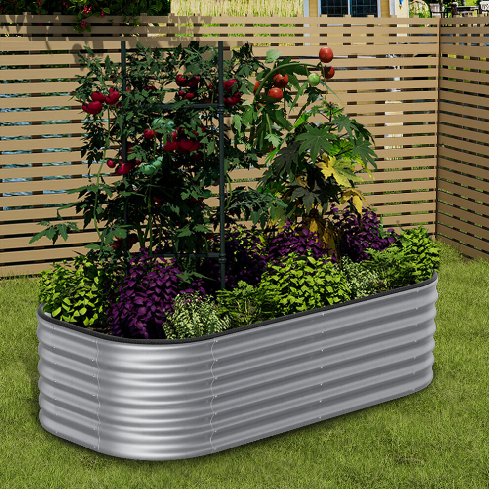 Oval Shaped Galvanized Raised Garden Bed Outdoor Metal Planter Box 160cm W x 80cm D