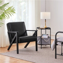 Luxurious Mid-Century Modern Dark Brown Faux Leather Accent Armchair
