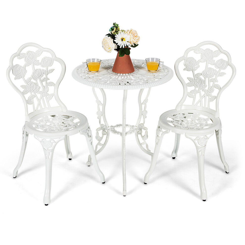3 PCS Garden Round Bistro Table 2 Antique Chair Furniture Set W/ Umbrella Hole
