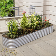320cm W x 80cm D Oval-Shaped Galvanized Steel Raised Garden Bed