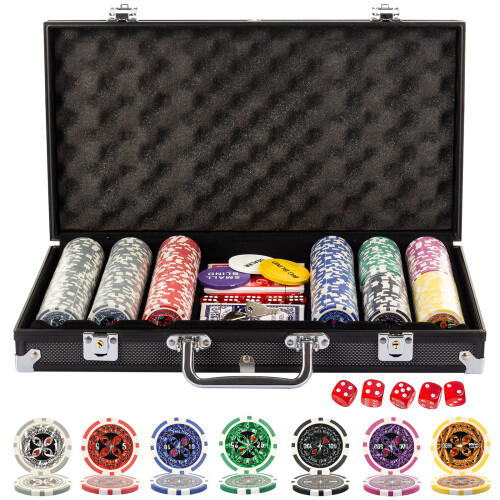 300 Pieces Texas Holdem Numbered Poker Chips Set with Case Kit 1