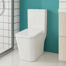 Square Close Coupled Toilet Rimless WC Soft Close Seat & Dual Flush