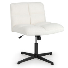 Armless Swivel Office Chair Vanity Chair Adjustable Height Fleece Wide Seat