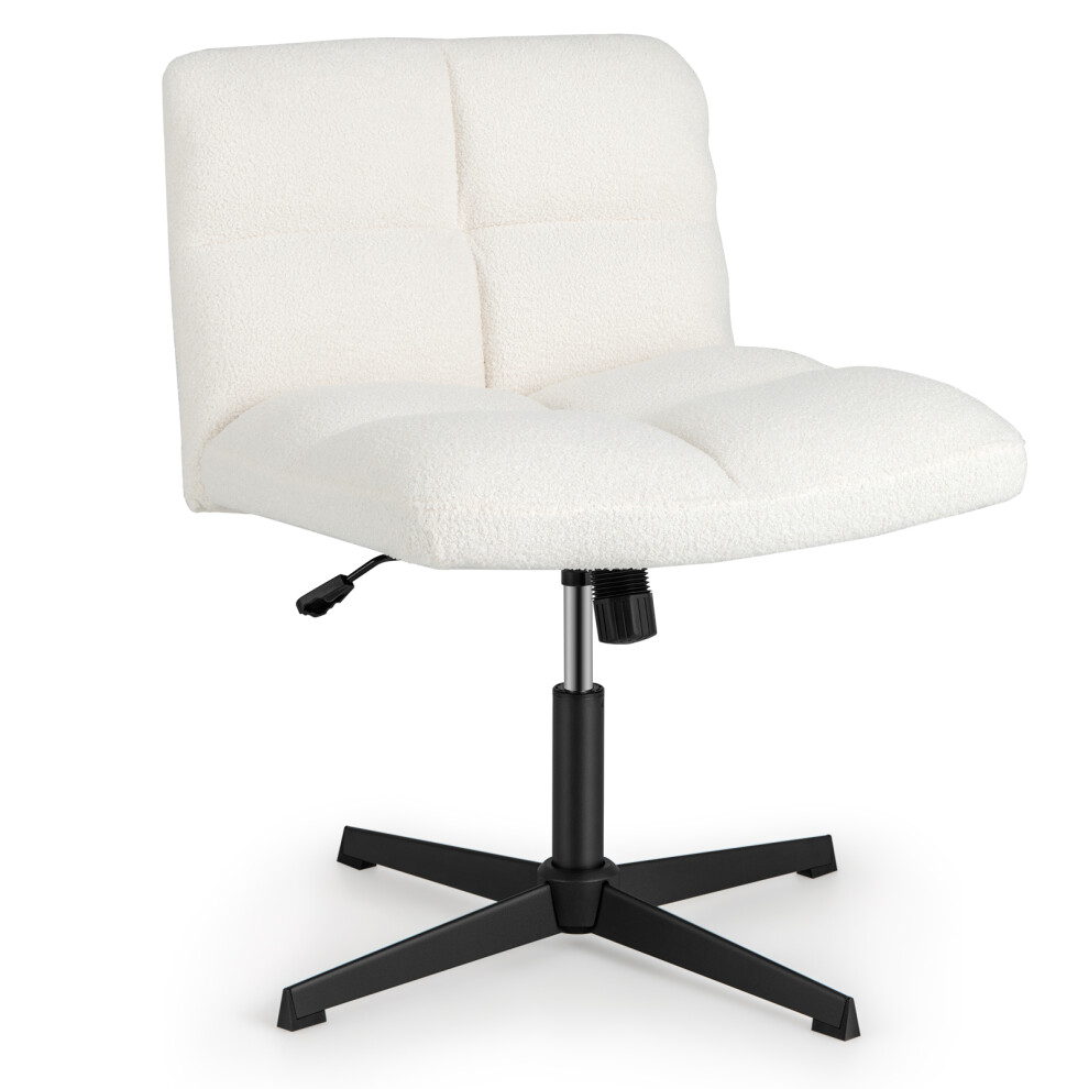 Armless Swivel Office Chair Vanity Chair Adjustable Height Fleece Wide Seat