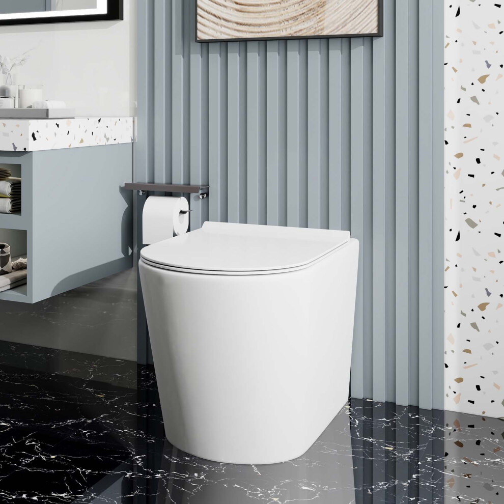 Rimless Back To Wall Btw Toilet Wc Pan & Uf Soft Close Seat Modern 9313399057465