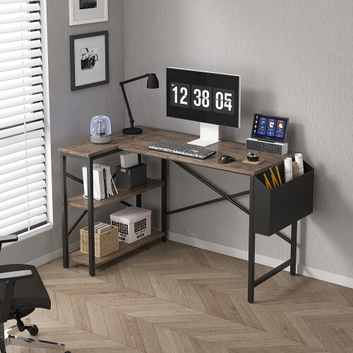 MCC Corner Desk L Shaped Reversible With Bookshelf