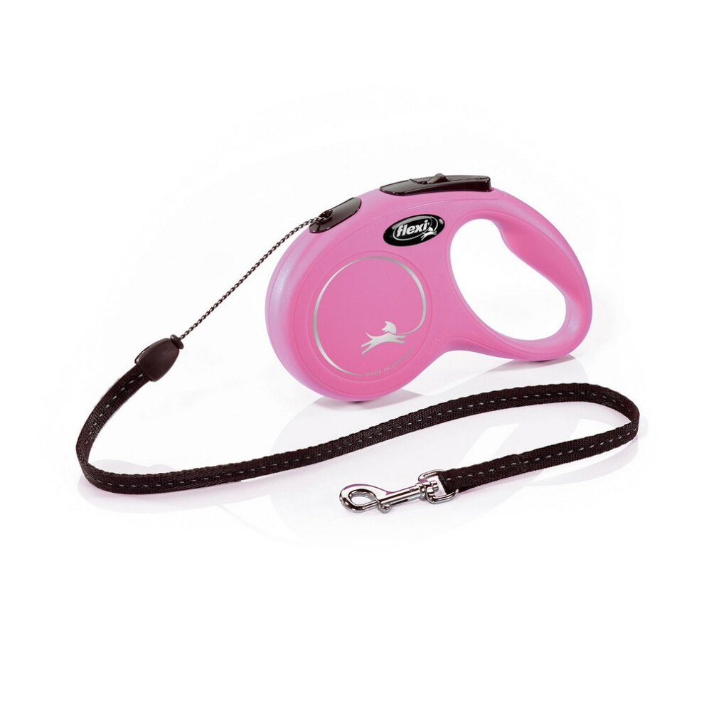 (5m, Pink) Flexi New Classic Small Retractable Dog Lead