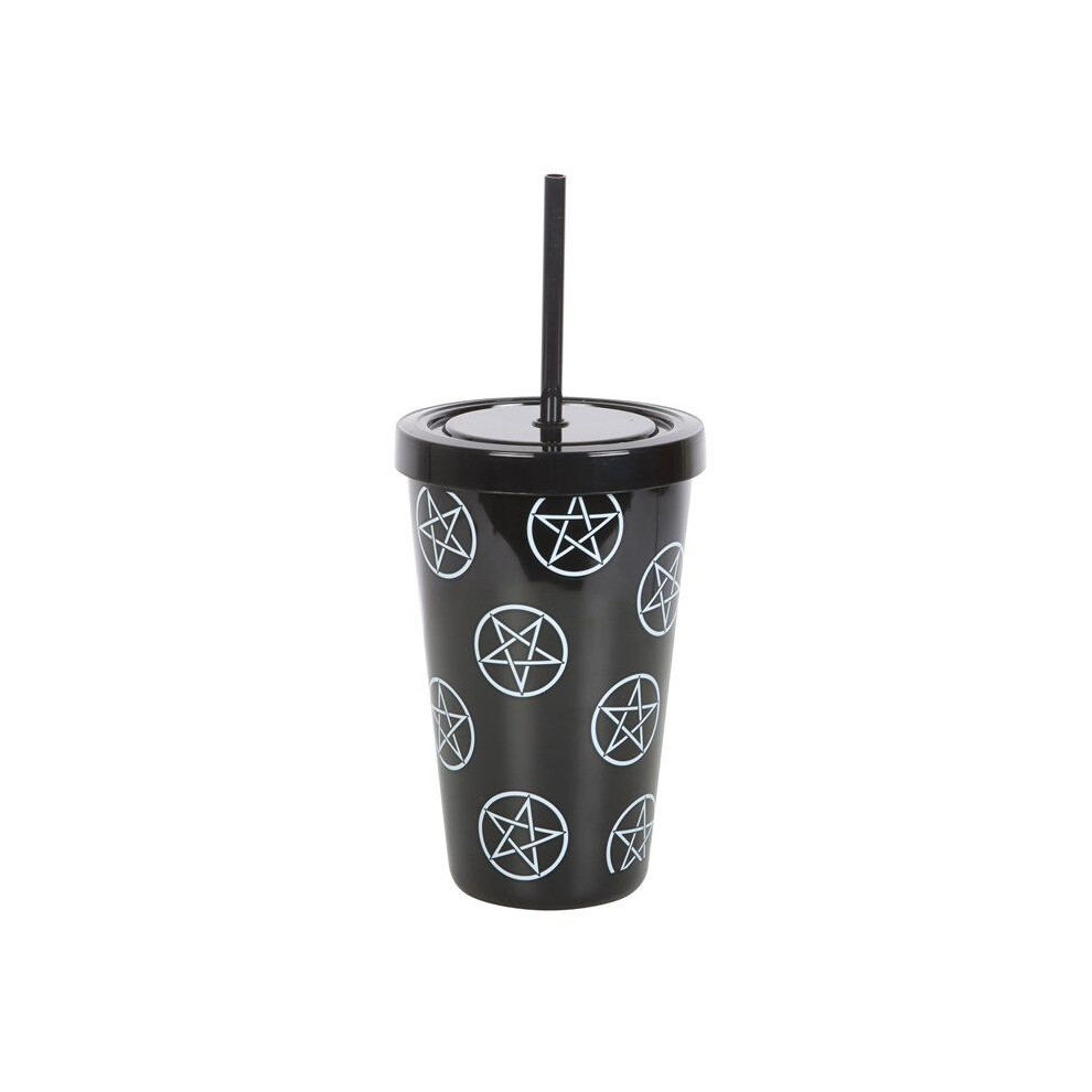 Pentagram Plastic Tumbler with Straw