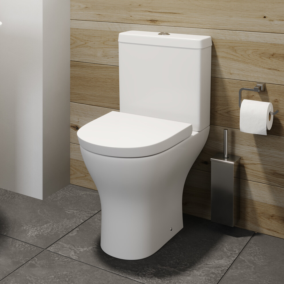 White Gloss Close Coupled Toilet and Soft Close Toilet Seat