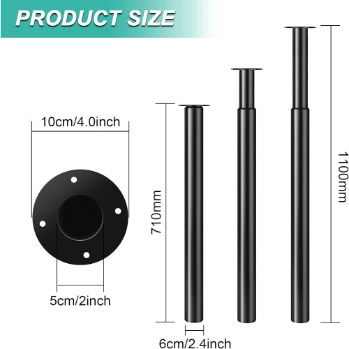 710-1100MM Adjustable Kitchen Worktop/Breakfast Bar Table Leg 60mm Bar 1