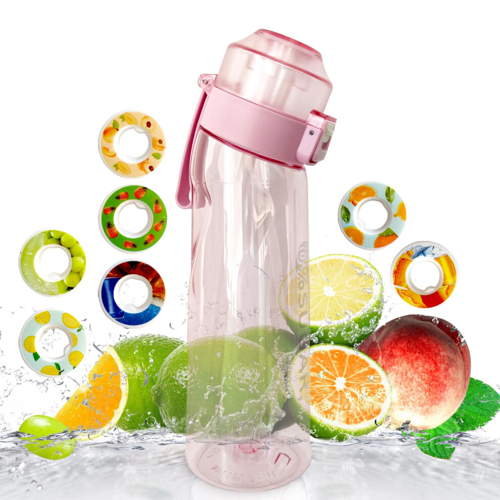 (Pink) 650ml Air Up Water Bottle With 1pc Random Flavor Fruit Flavor Capsule Suitable For Fitness, Gym, And Outdoor Sports