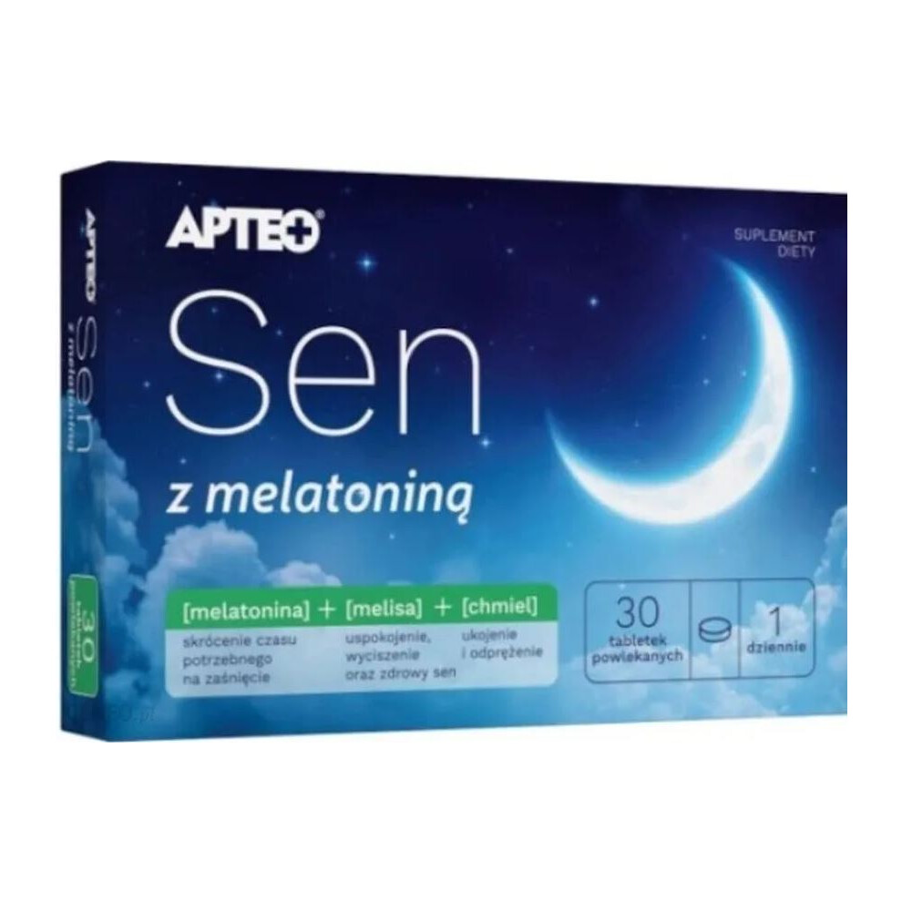 Sen 30 tabletek APTEO ingredients for calming down and improving sleep comfort