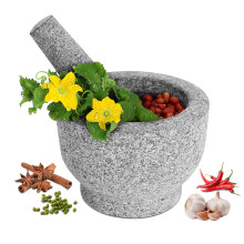LARGE NATURAL GRANITE PESTLE & MORTAR SET SPICE HERB CRUSHER GRINDER