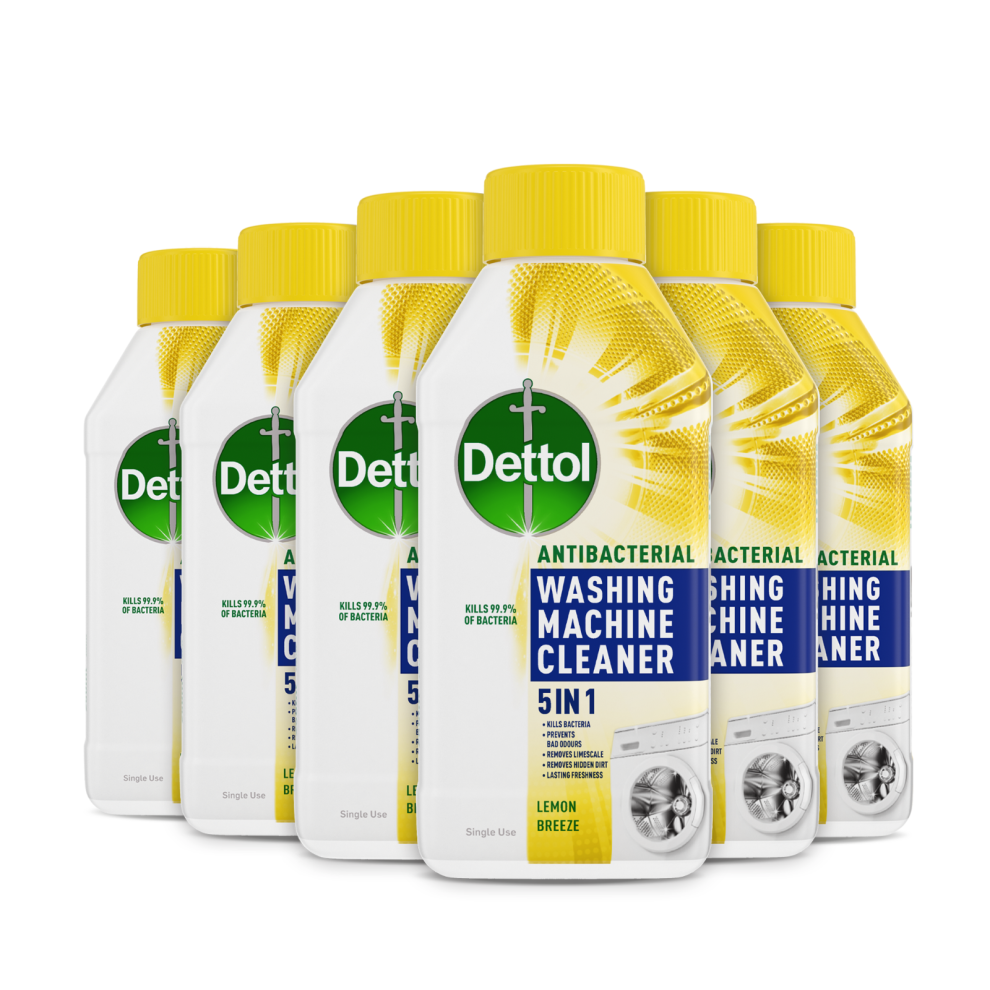 Dettol Washing Machine Cleaner Lemon 250Ml Kills 99.9% Of Bacteria Pack Of 6