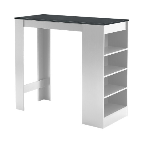 Living And Home Wooden Bar Table with Open Shelves