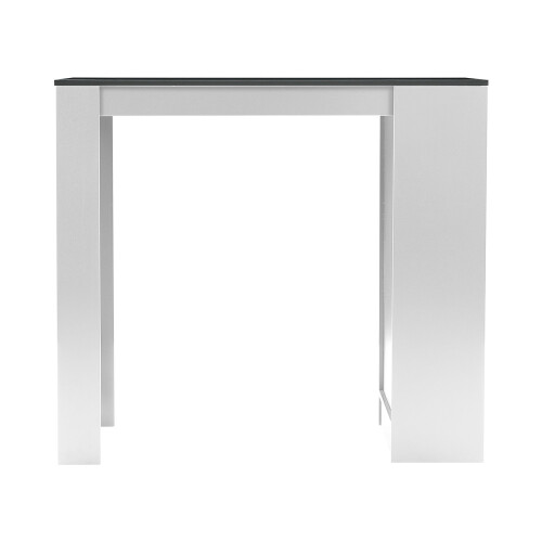 Living And Home Wooden Bar Table with Open Shelves 2
