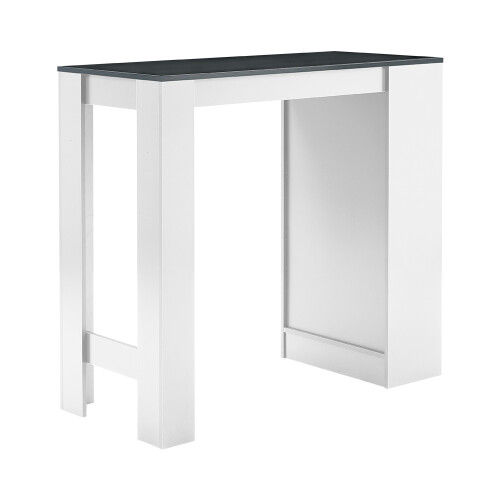 Living And Home Wooden Bar Table with Open Shelves 1