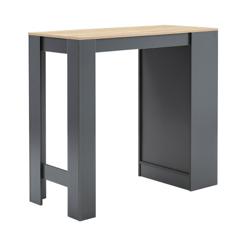 Living And Home Wooden Bar Table with Open Shelves 1