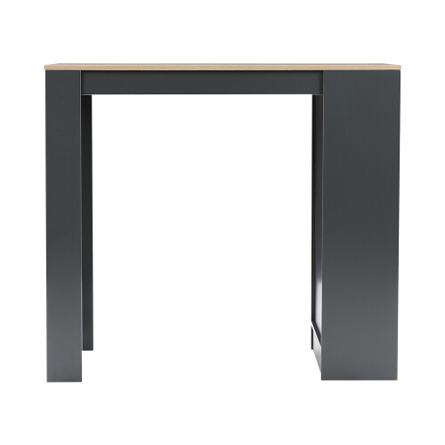 Living And Home Wooden Bar Table with Open Shelves 2