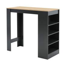 Wooden Bar Table with Open Shelves