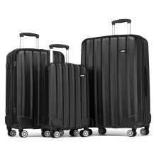 (19+24+28 inch) Black ABS Hard Shell Luggage with 4 Spinner Wheels Business Trip Trolley Case Suitcase