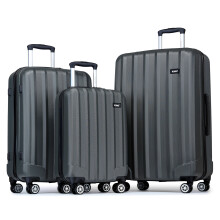 (19+24+28 inch) Grey 19/24/28 Inch Travel Luggage Trolley Case Bag Hard Shell ABS 4 Wheels Spinner Suitcase