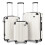 (Beige) 19+24+28 Inch 3 Pcs Hard Shell Suitcase Set ABS with 4 Wheels Spinner 1