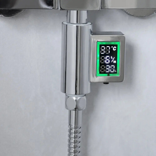 Lowenergie Shower Timer with Flow Meter Water & Energy Saving Coach Waterproof Self Powered 1