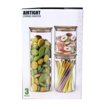Aminno High borosilicate glass sealed storage jar set of 3