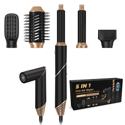 5 in 1 Foldable Hair Styler Set Hair Blow Dryer Brush Curling Wand