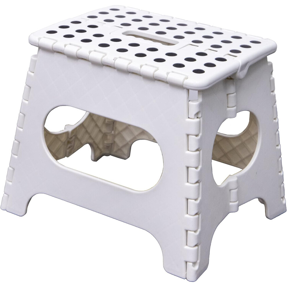 Knight Plastic Folding Step Stool, Strong Heavy Duty Skid Resistant Stool H29 X L27 X W22 Cm (White)