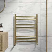 DuraTherm Curved Heated Towel Rail Brushed Brass - 750 x 600mm