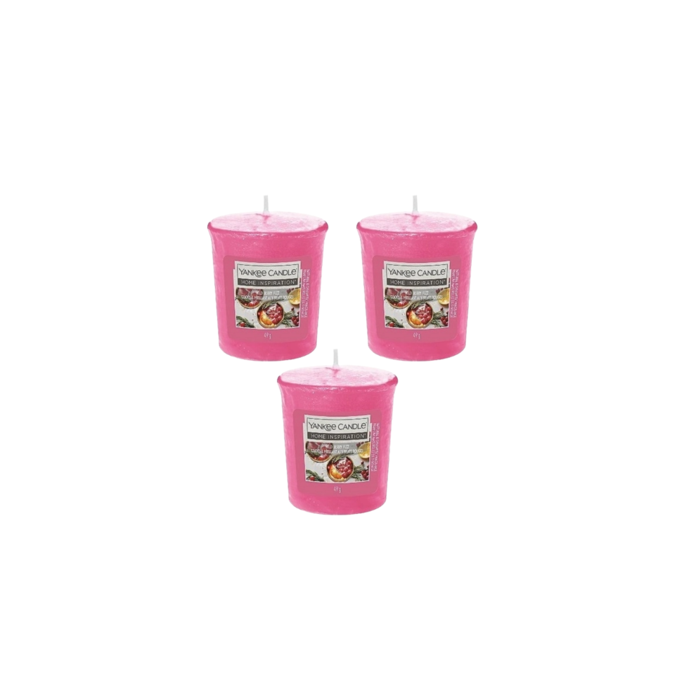 3 Pack Yankee Candle Votives Wild Berry Fizz Scented Votive