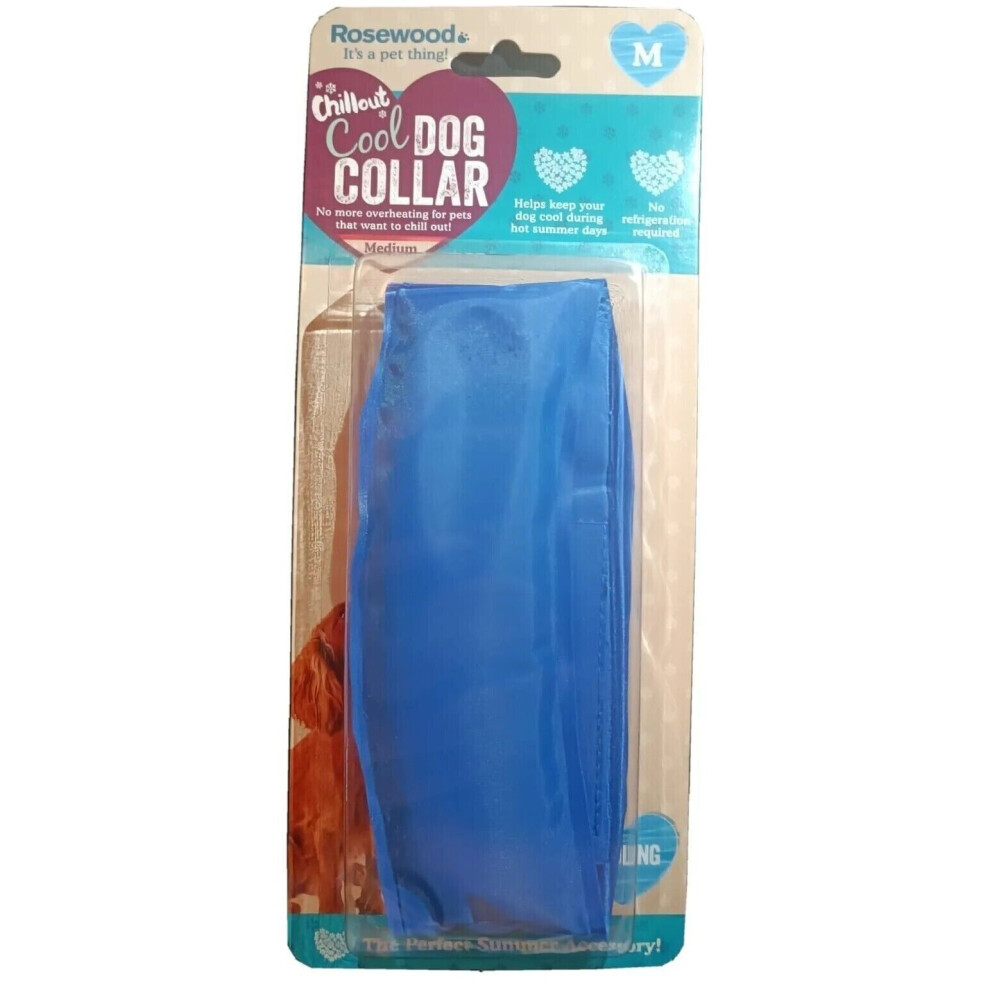 Rosewood Chillout Cool Dog Collar | Medium | Blue Cooling Collar