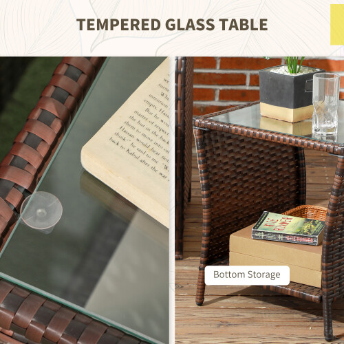 Outsunny Outsunny 3 Pieces Rattan Bistro Set w/ Adjustable Backrest - Mixed-Brown 1