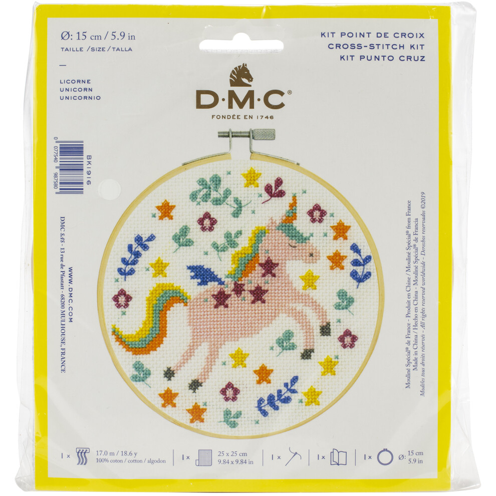 Dmc Stitch Kit 6" Diameter-Unicorn (14 Count) Bkl-1916