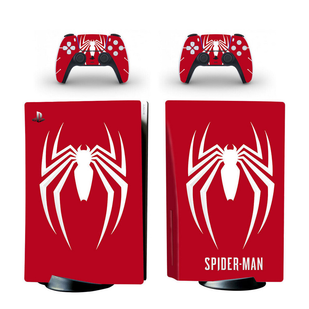 Spiderman Skin Sticker For Ps5 Disc Edition Console Red 4754135893759