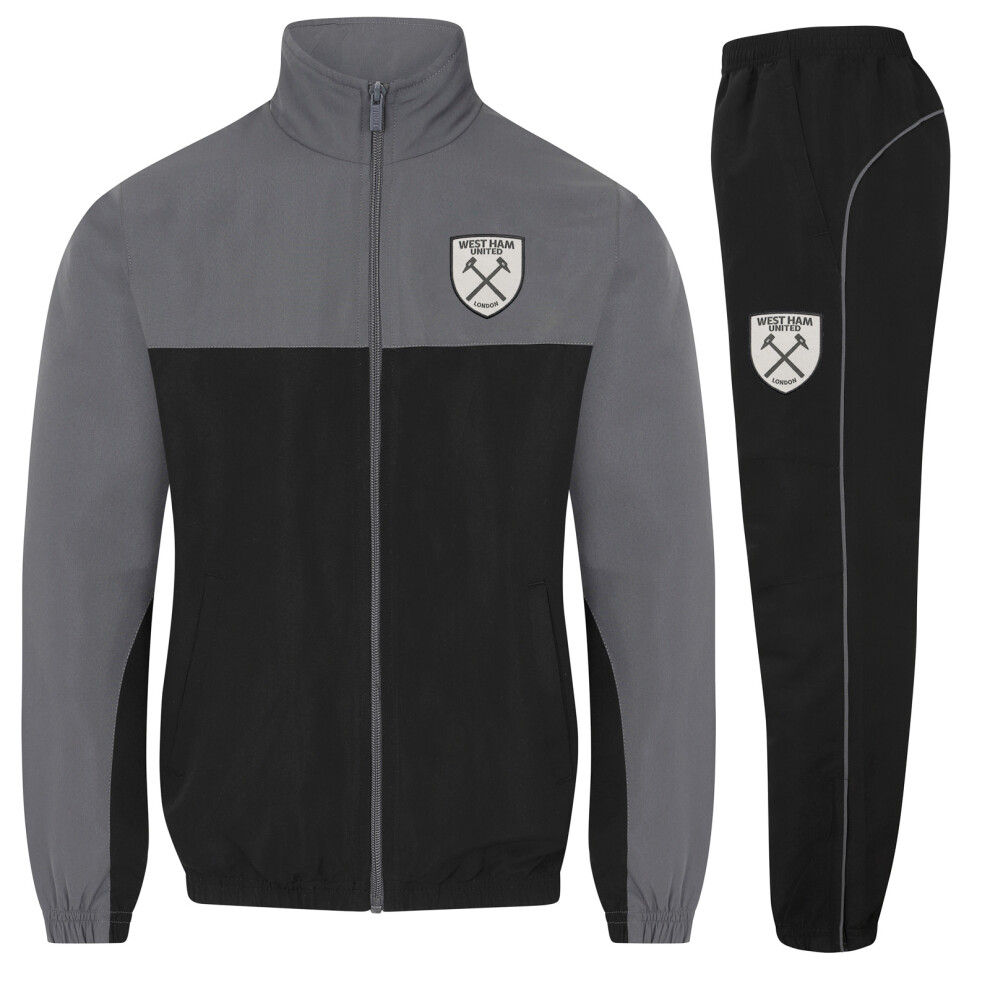 (Grey, Large) West Ham United Mens Tracksuit Jacket & Pants Set OFFICIAL Football Gift