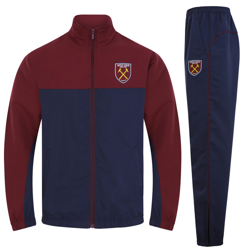 (Navy Blue, Large) West Ham United FC Official Football Gift Mens Jacket & Pants Tracksuit Set