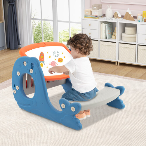 Costway 4 in 1 Convertible Activity Table Bench Set Adjustable Toddler Easel w/Whiteboard 2