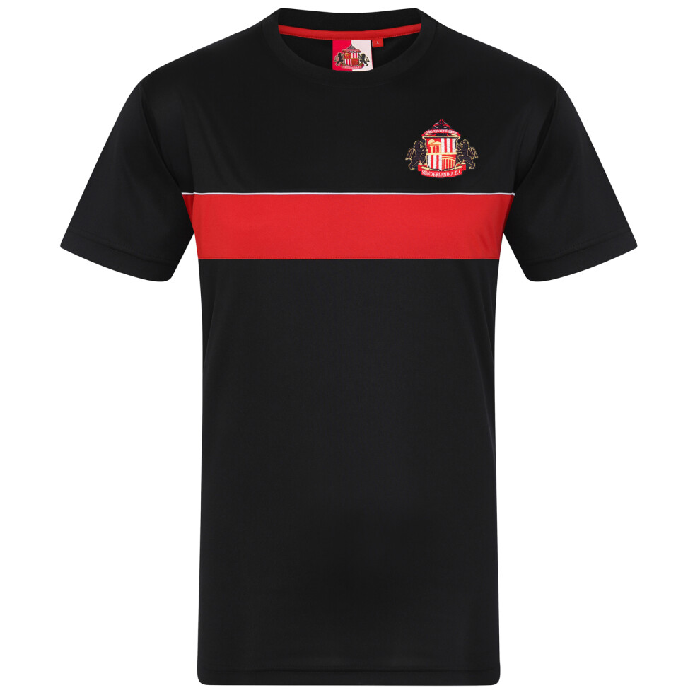 (Black, XL) Sunderland AFC Official Football Gift Mens Poly Training Kit T-Shirt