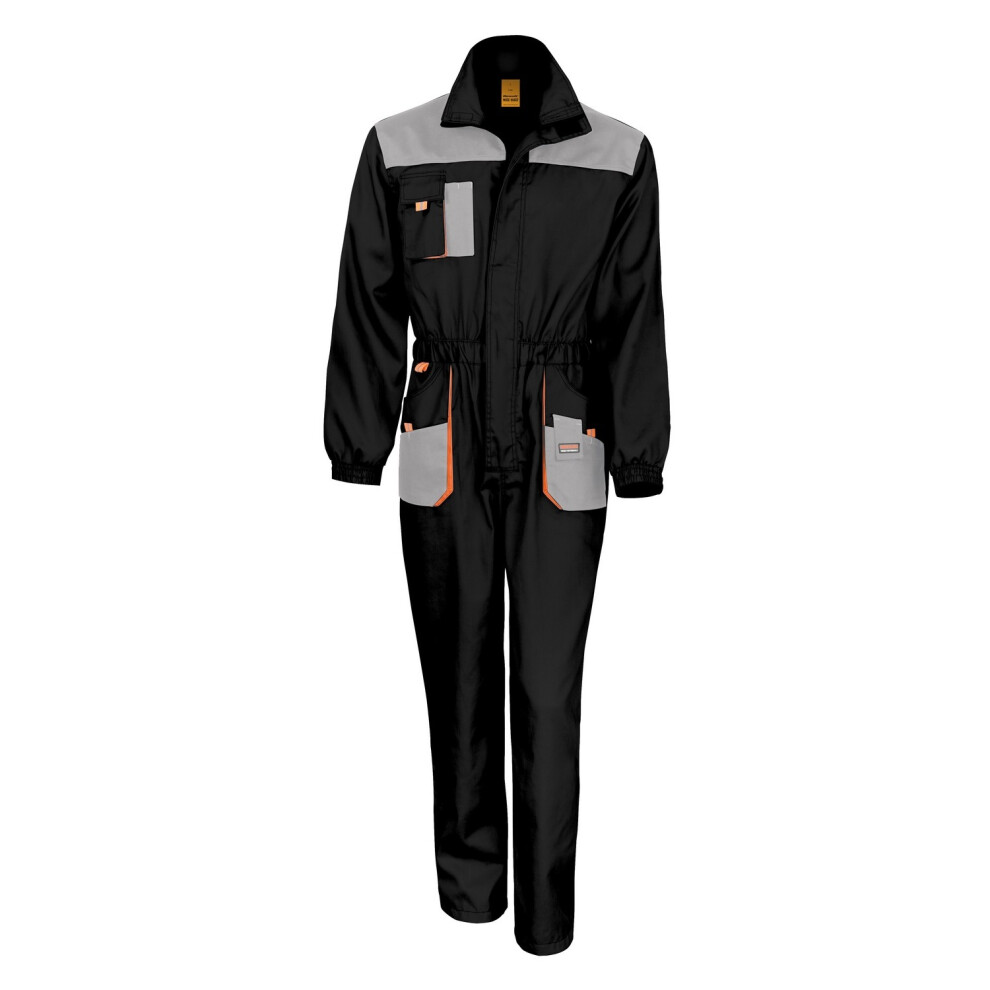 (4XL, Black / Grey / Orange) Result Unisex Work-Guard Lite Workwear Coverall (Breathable And Windproof)