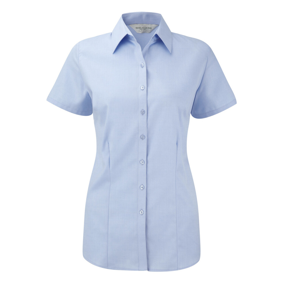 (XL, Light Blue) Russell Womens/ladies Herringbone Short Sleeve Work Shirt