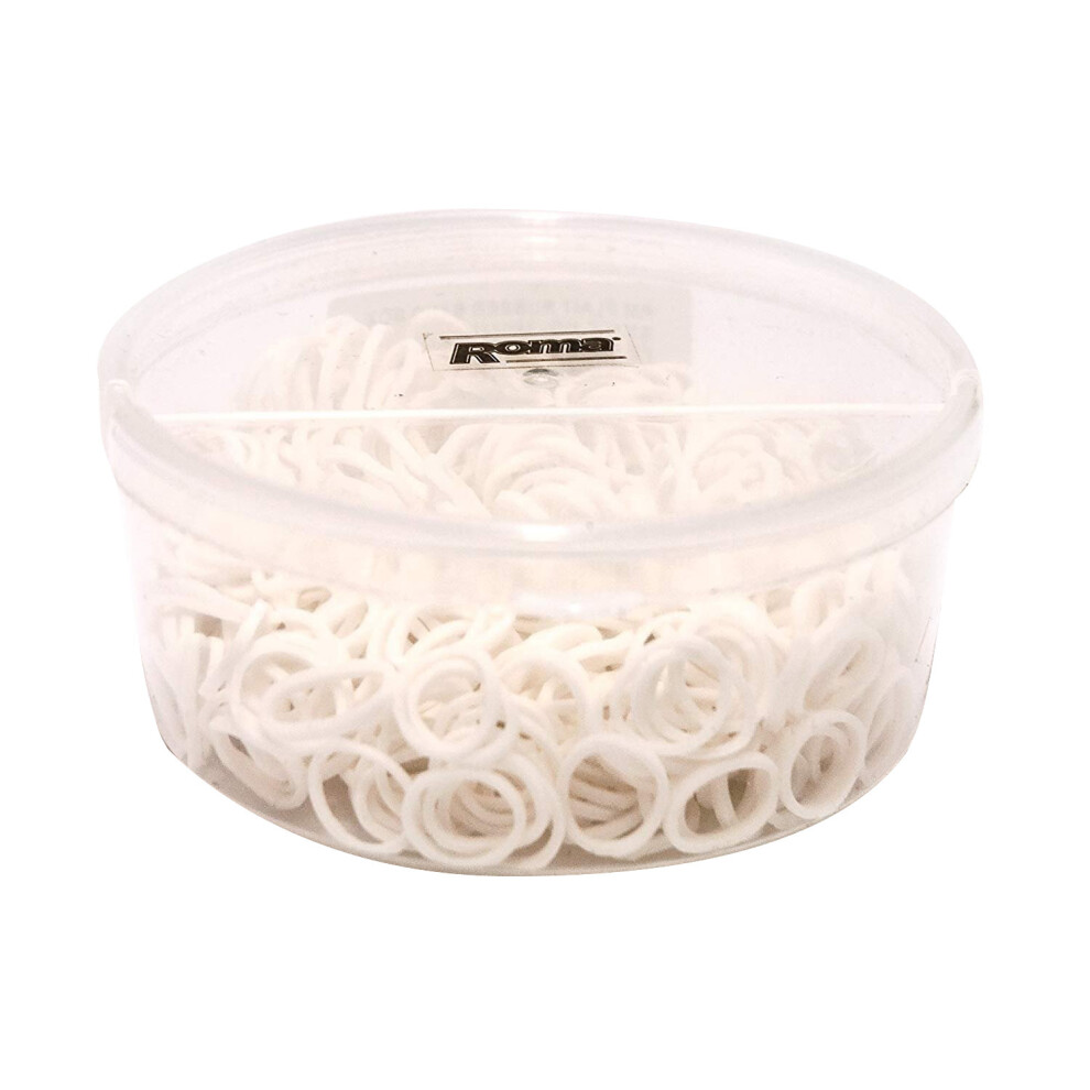 (One Size, White) Roma Plait Aid Rubber Bands (Tub Of 800)